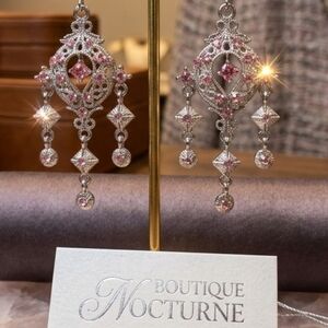 Boutique Nocturne Pink and Silver Chandelier Earrings